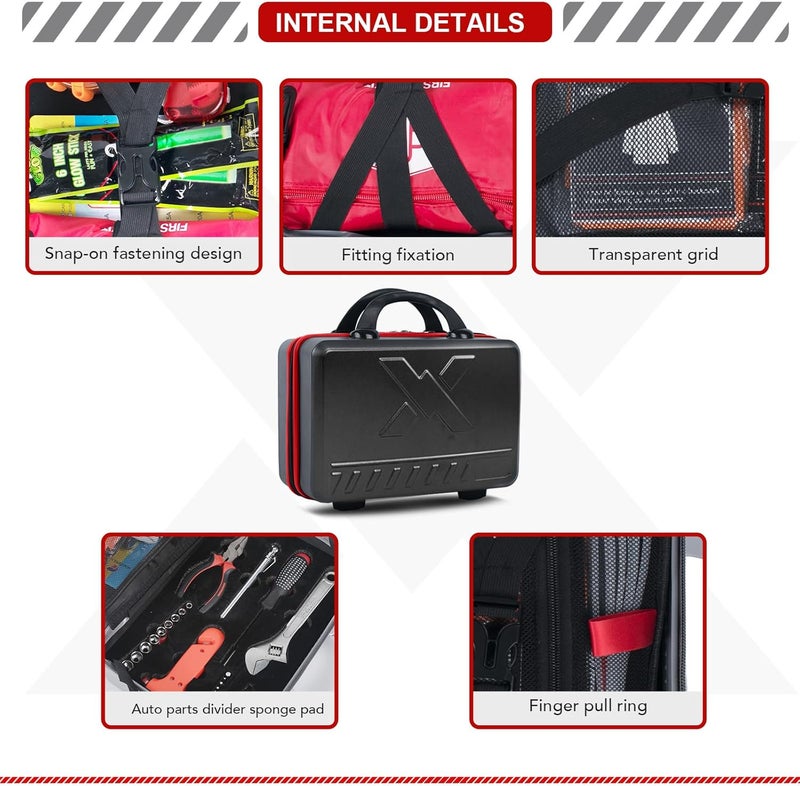 Kitgo Roadside Emergency Car Kit (137Piece), with Jumper Cable, Car Safety Road Rescue Kit,Car Emergency Kit Gift for Father Women and Men,Tow Strap,Car Tool Kit (Black) - Image 5